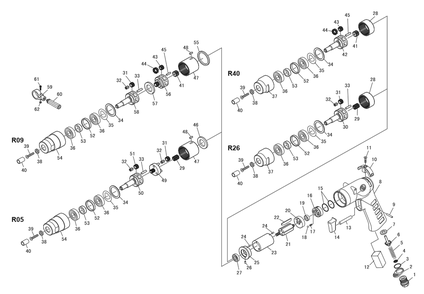 Fig-0 Diagram and Parts List for CP1114R09  Chicago Pneumatic Drill